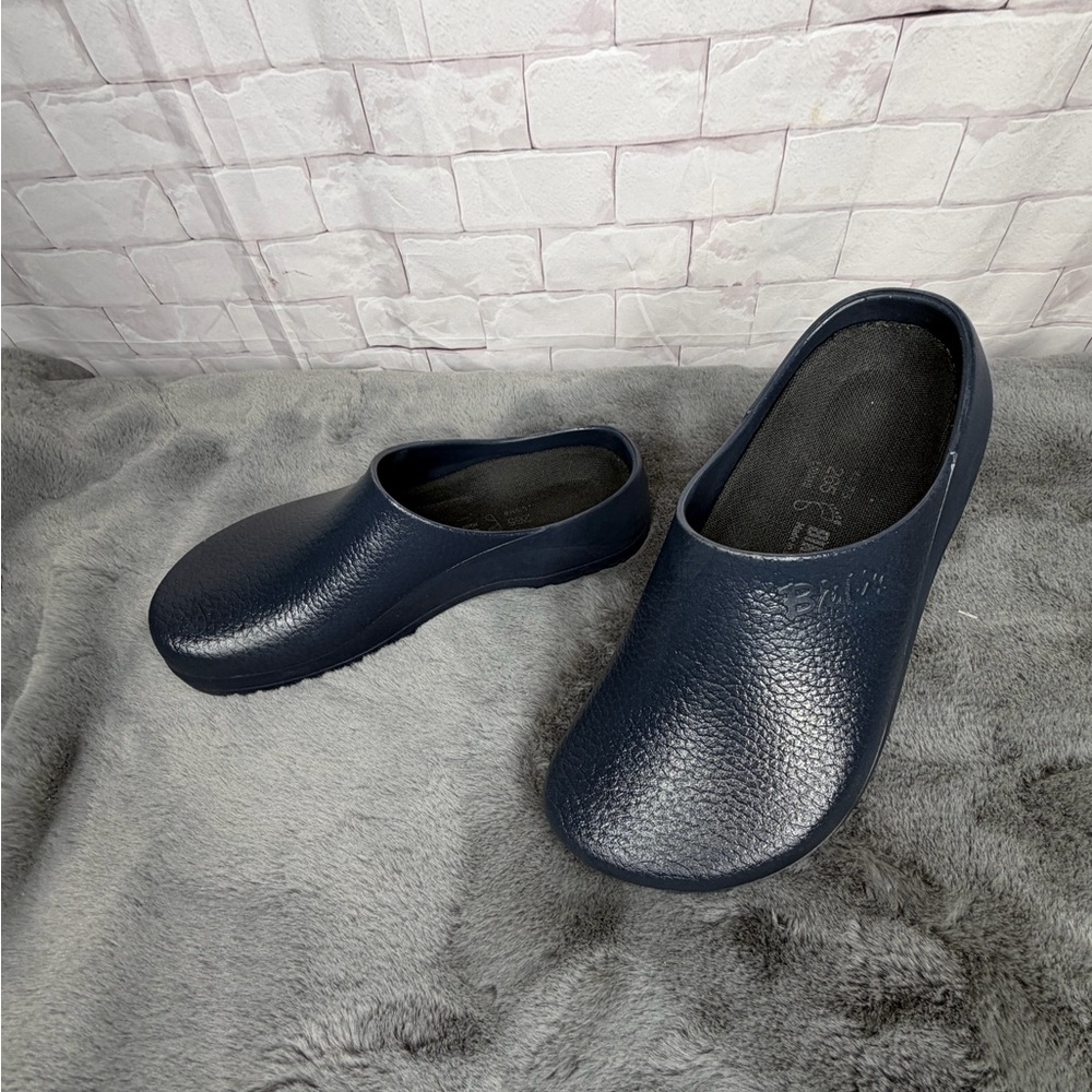 Birkenstock Navy Blue Slip-On Clogs - Picture 2 of 6